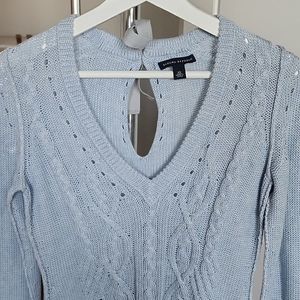 Banana Republic Womens Sweater Pullover Cable Knit Tie Back Lightweight